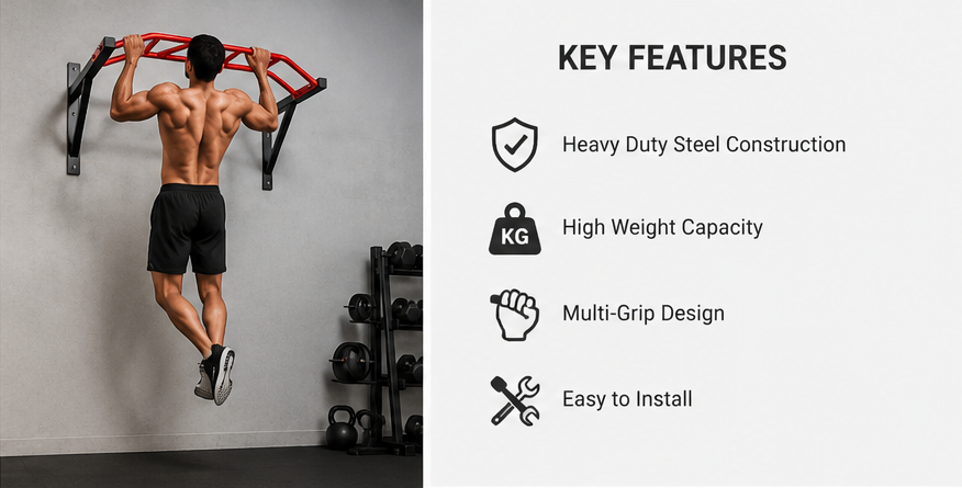 Heavy Duty Wall Mounted Pull-Up Bar for Home Gym