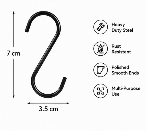 Buy Heavy Duty Black Metal S Hooks Online for Kitchen, Closet, Bathroom and Garage Organization