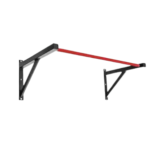 Heavy-duty wall-mounted pull-up bar with reinforced steel brackets for home gym strength training.