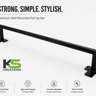 Heavy Duty Wall Mounted Steel Bar with Matte Black Powder Coated Finish