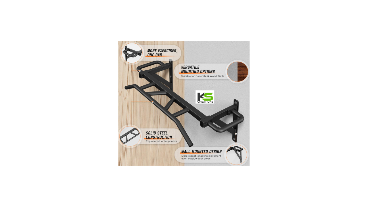 Multi-Mount Pull Up Bar with 14 grip positions for home gym