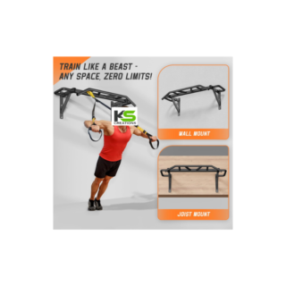 Multi-Mount Pull Up Bar with 14 grip positions for home gym