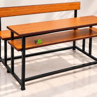 4 seater school desk with storage and wooden finish