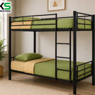 KS Creations Modern Metal Bunk Bed | Twin Over Twin Bunk Bed with Safety Rails, Built-In Ladder & Sturdy Steel Frame