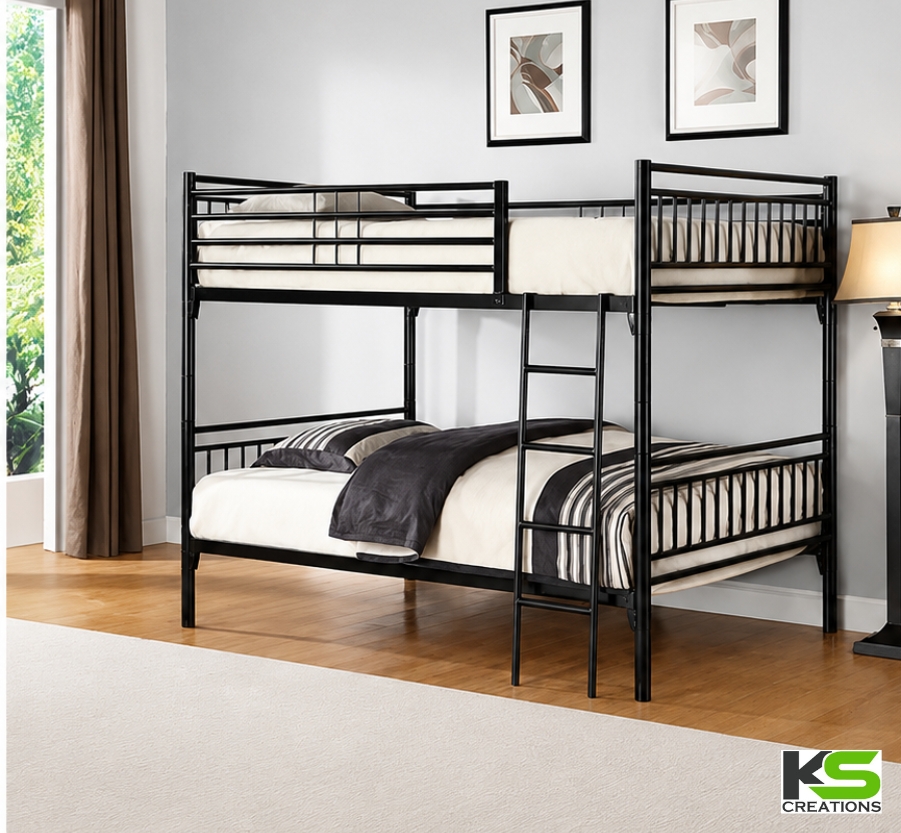 Durable Metal Bunk Bed for PG & Hostel | Heavy-Duty 2-Tier Double Bunk Bed with Safety Rails & Ladder