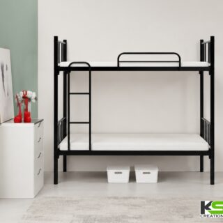 Premium Black Metal Bunk Bed with Safety Rails & Ladder – 240 KG Capacity | Customizable Height