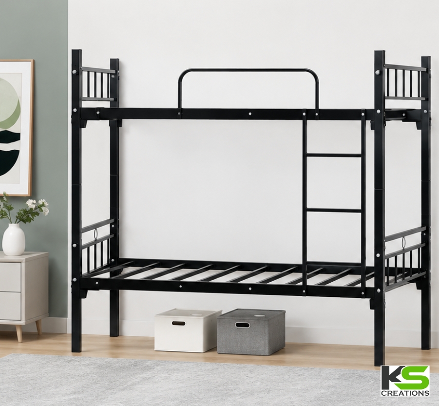 Space-Saving Double Decker Metal Bunk Bed with Ladder, Guardrails & 240 KG Load Capacity